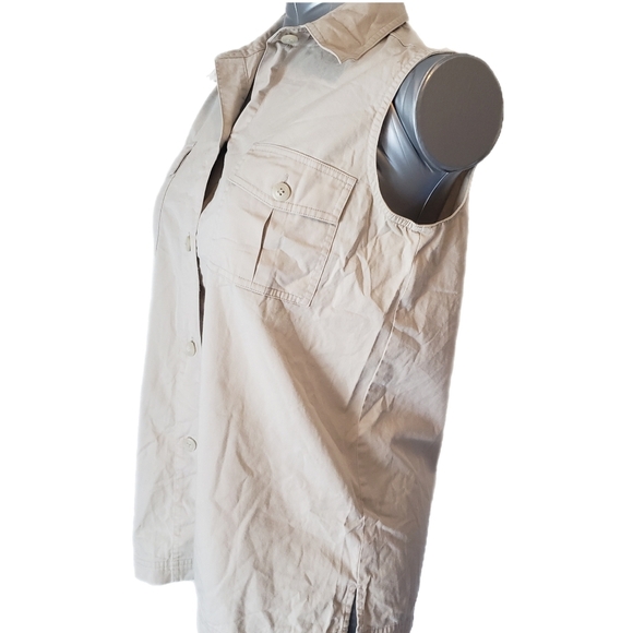 Orly Women's Beige Sleeveless Button-Up Shirt – Size10 - Picture 3 of 4
